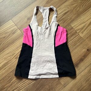 Lululemon Women’s White/Black/Pink Cardio Kick Tank Top